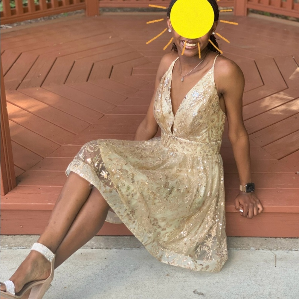 Soieblu Champagne Sequin Mini Dress